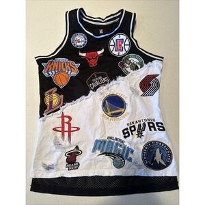 NBA Logo Heritage America UNK Large Patch Basketball Jersey Denim Rare